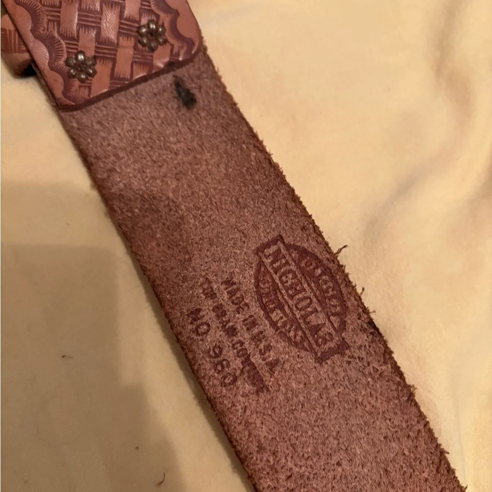 Vintage Nicholas basket weave cowhide belt